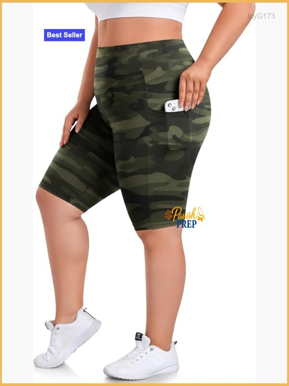 Plus Size 8" High Waisted Biker Shorts with Pockets